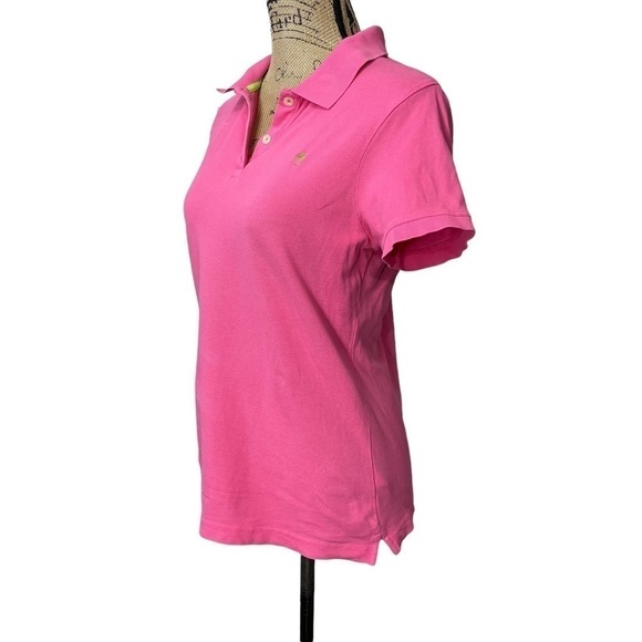 LILLY Pulitzer Pink Polo Top with Green Palm and collar Child’s size Large - Picture 5 of 10
